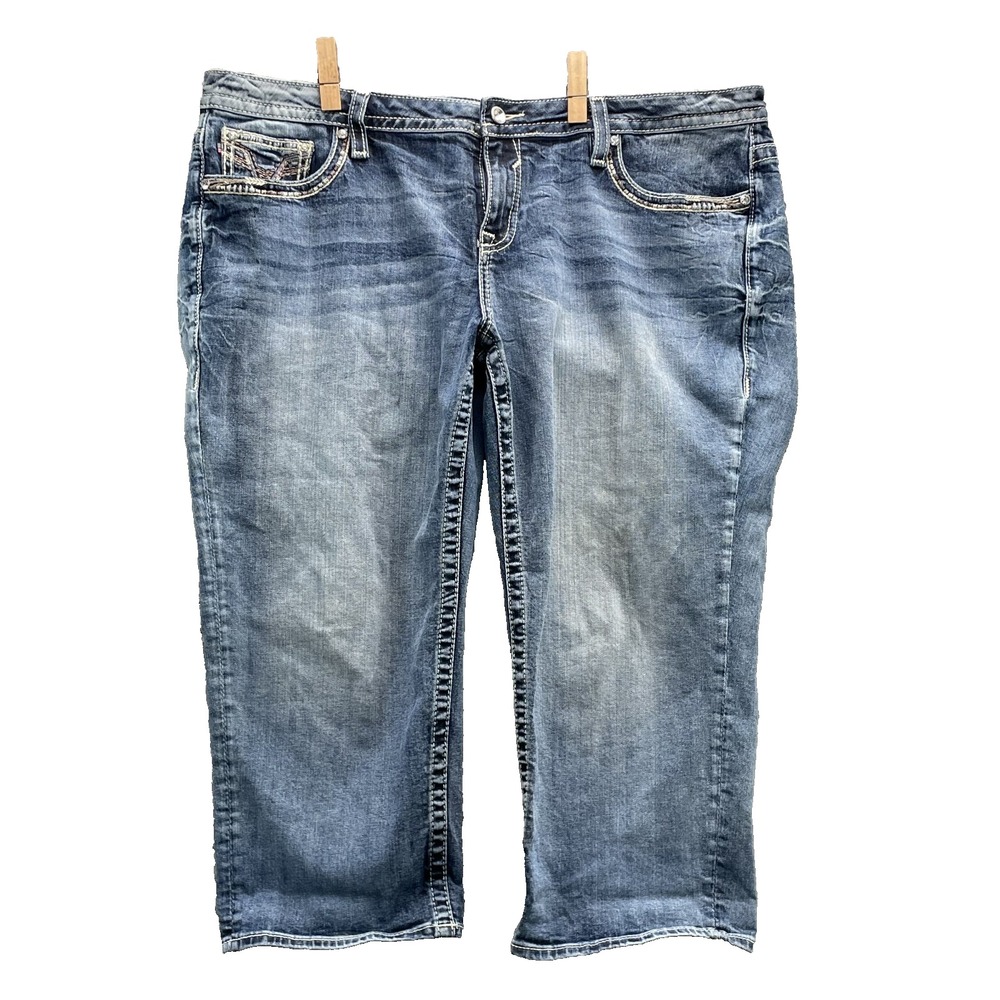 Vigoss Chelsea Capri Jeans Women 42x22* Low Western Y2k Biker Rodeo Cowgirl Rock